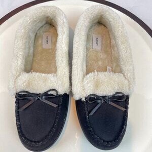 Old Navy Black Sherpa Slippers Size 9